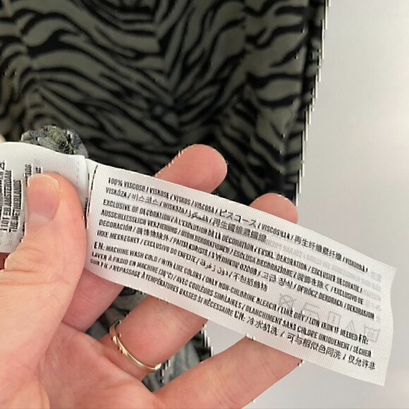 HOLLISTER Olive Green Black Zebra Animal Print Square Neck Mini Fit Flare Dress - Picture 7 of 12